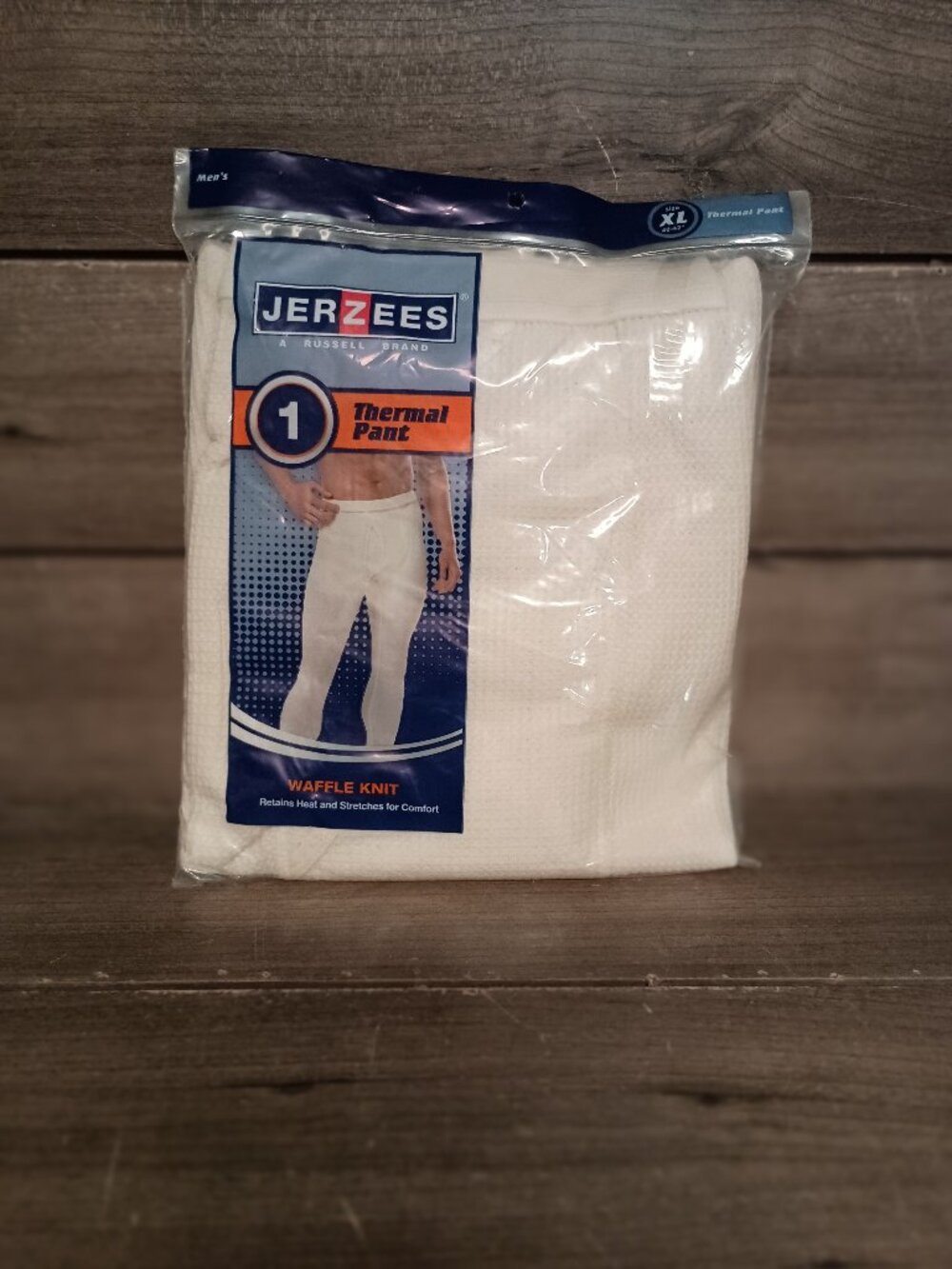 Jerzees Thermal Pants 1 Pair White Men's Size XL 40-42 Waffle Knit Brand New